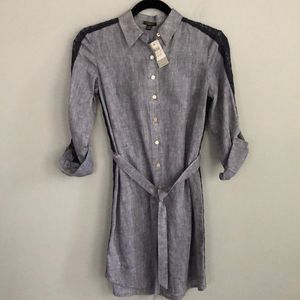 2 for $25 🍀 NWT Ann Taylor Women’s XS Petite 100% linen blue spring shirt dress